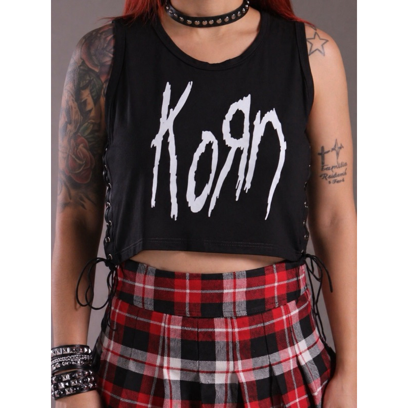 Cropped Estilizado Korn Nu Metal Rock Ilhós