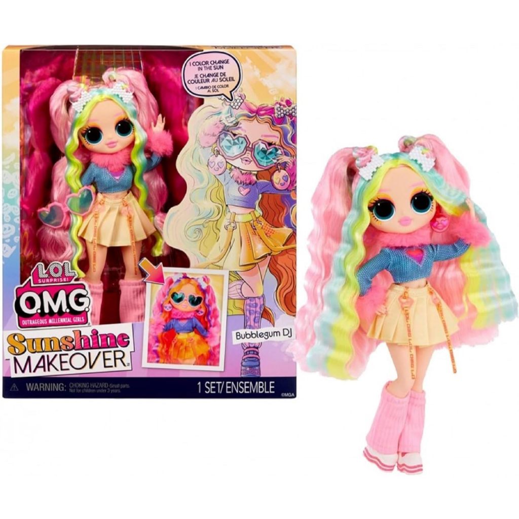 Lol Surprise Omg Bubblegum Dj Muda A Cor Com o Sol Change Color