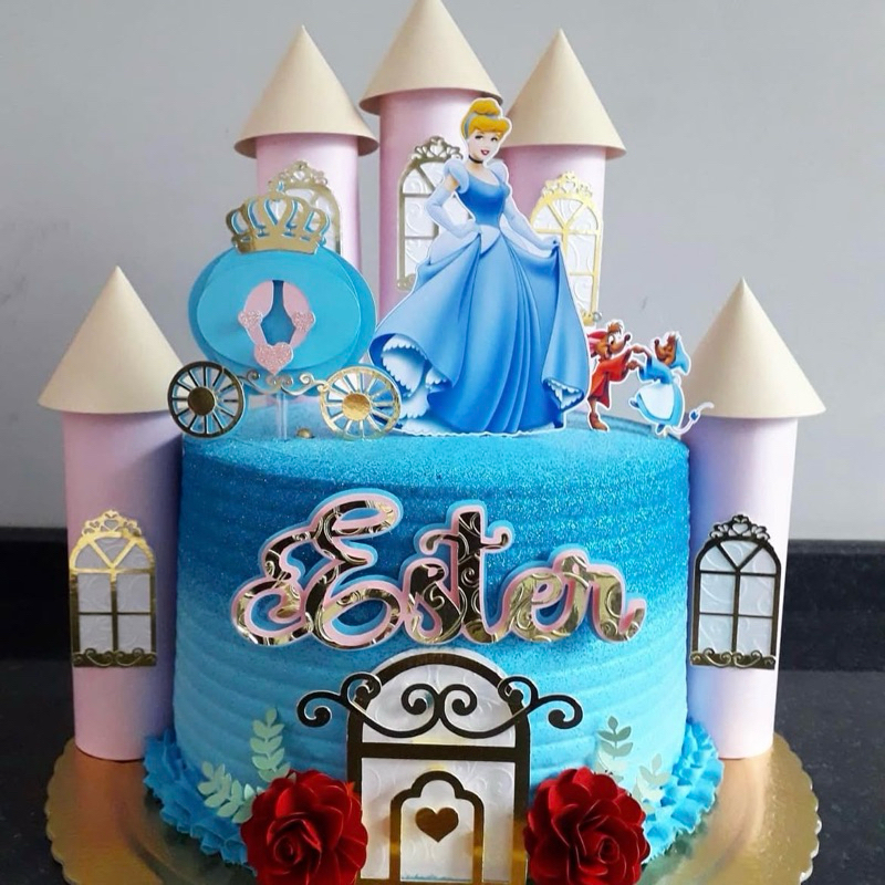 Topo de bolo 3d Cinderela - toper de bolo - decoração festa - Personalizados - festa infantil - lembrancinhas princesas