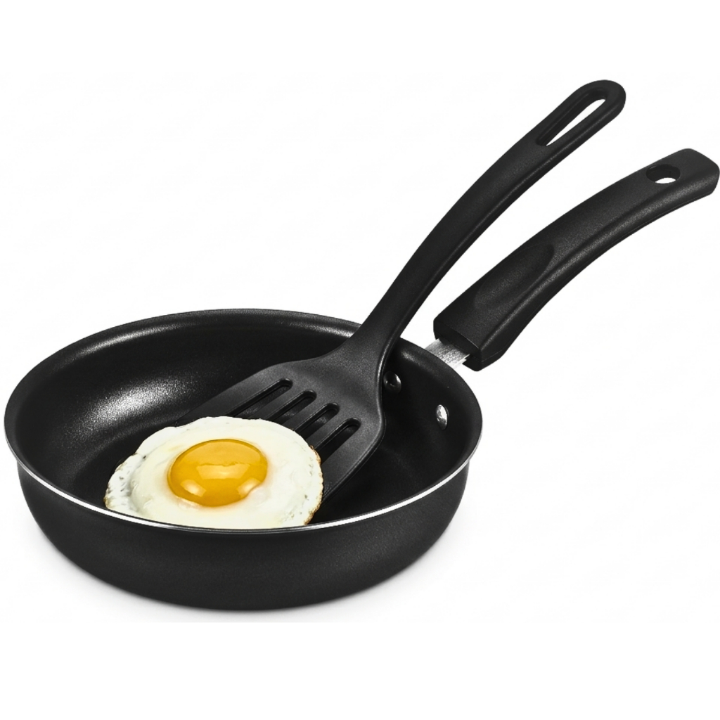 Frigideira 1 Ovo Antiaderente Oliveira Original Prática + espatula de nylon frigideira pequena