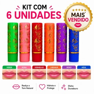 KIT 6 E 12 Unidades Batom Mágico 24hrs/ Bella Feme