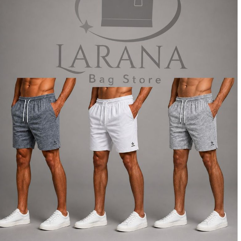 Kit 3 Bermuda Masculina de Linho com Elastano – Bermuda Praiana Confortável Leve Casual