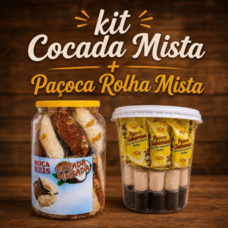 Kit Cocada Mista e Paçoca Rolha com Chocolate