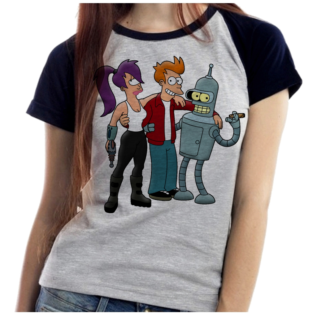 Baby Look Blusa Feminina ou Camiseta Unissex Futurama robô desenho