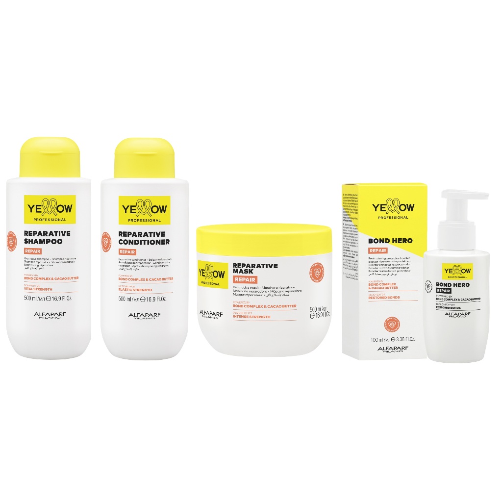 Kit Shampoo 500ml Condicionador 500ml Máscara 500ml e Bond Hero 100ml Yellow Repair