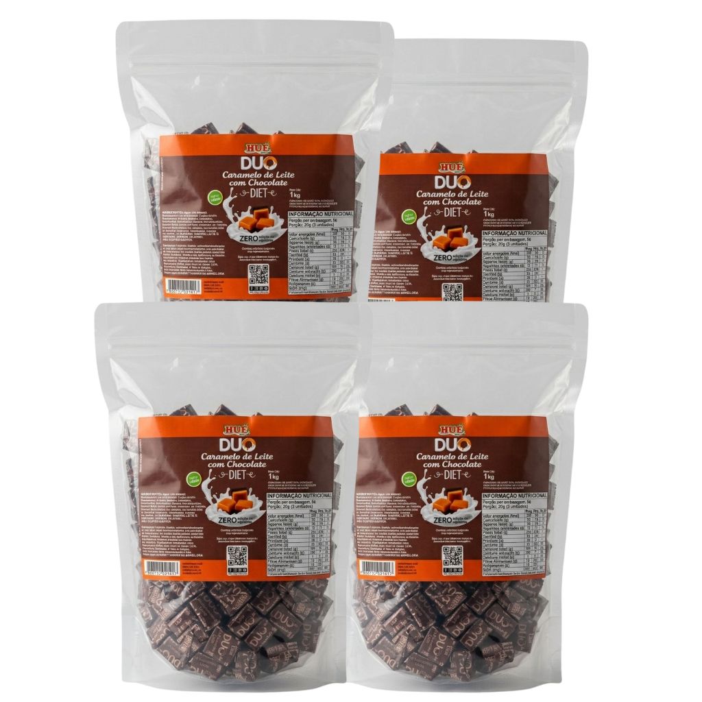 BALA DUO CARAMELO DE LEITE DIET COM CHOCOLATE 1KG HUE 4 UND