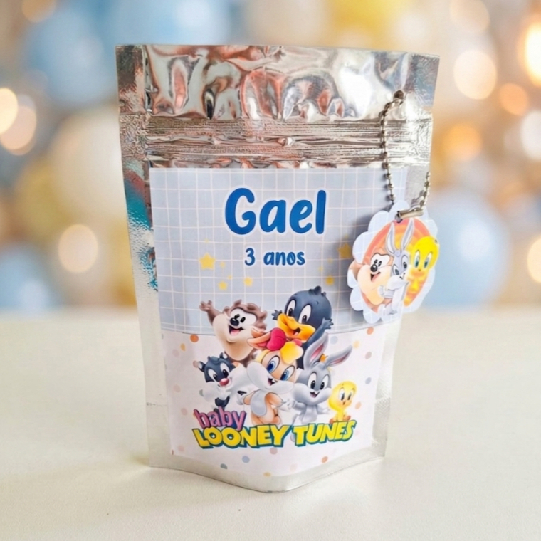Saquinho Ziplock Personalizado 10x15cm Baby Looney Tunes | Lembrancinha Festa Infantil | sacolinha surpresa