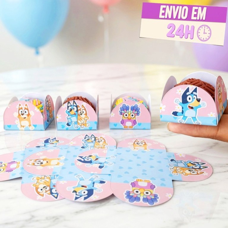 Forminhas  de doces Bluey Menina Rosa  - forminhas para brigadeiro - Aniversário