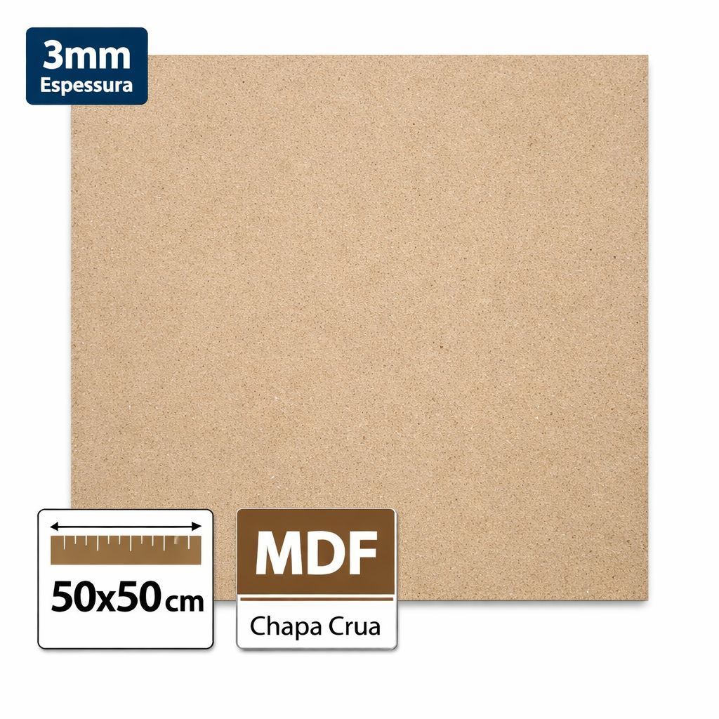Placa Chapa MDF Cru 3mm 50x50 cm Quadro Artesanato