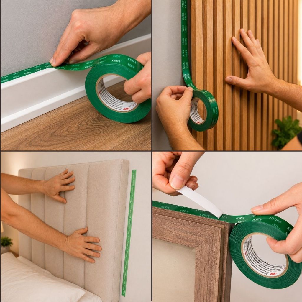 Detalhes do Rolo Fita Dupla Face Extra Forte 12mm x 2m 7N  Kit Fixação PVC Ripado Quadros Espelho Sem Furo