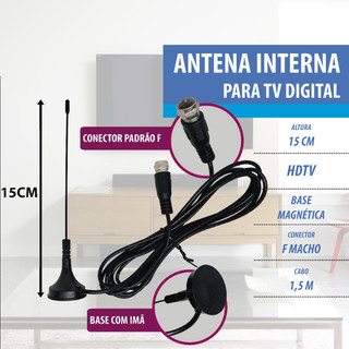 ANTENA DIGITAL INTERNA MINI VH F, UHF, DTV E HDTV