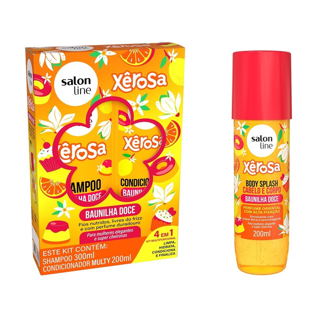 Kit Xêrosa Baunilha Doce com Shampoo + Condicionador e Body Splash