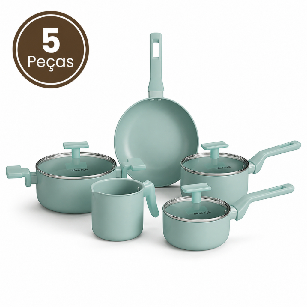 Kit Jogo de Panelas 5 Peças Sartin Cook Aquamint