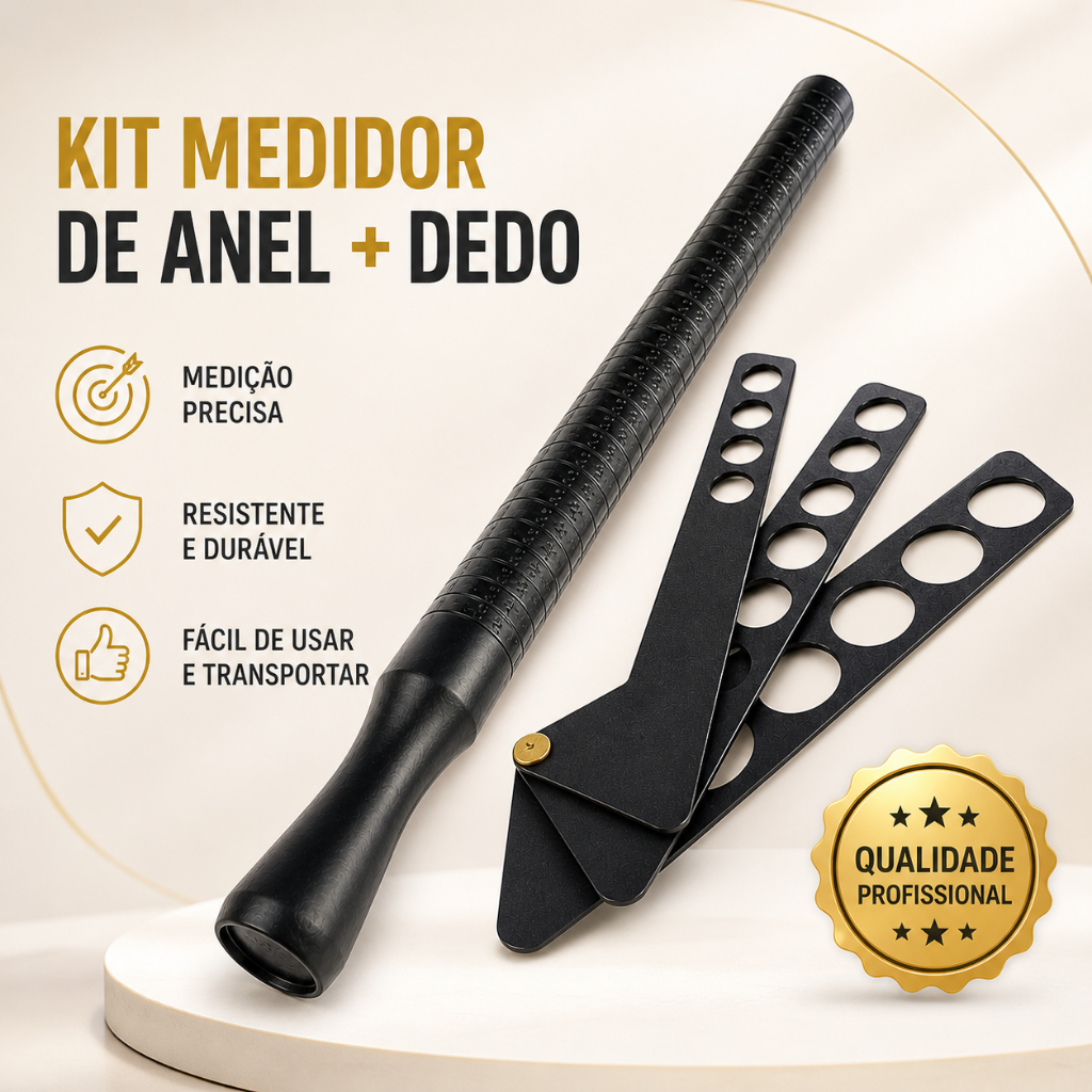 Kit medidor de dedo aneleira régua + medidor de anel aliança bastão de plástico resistente