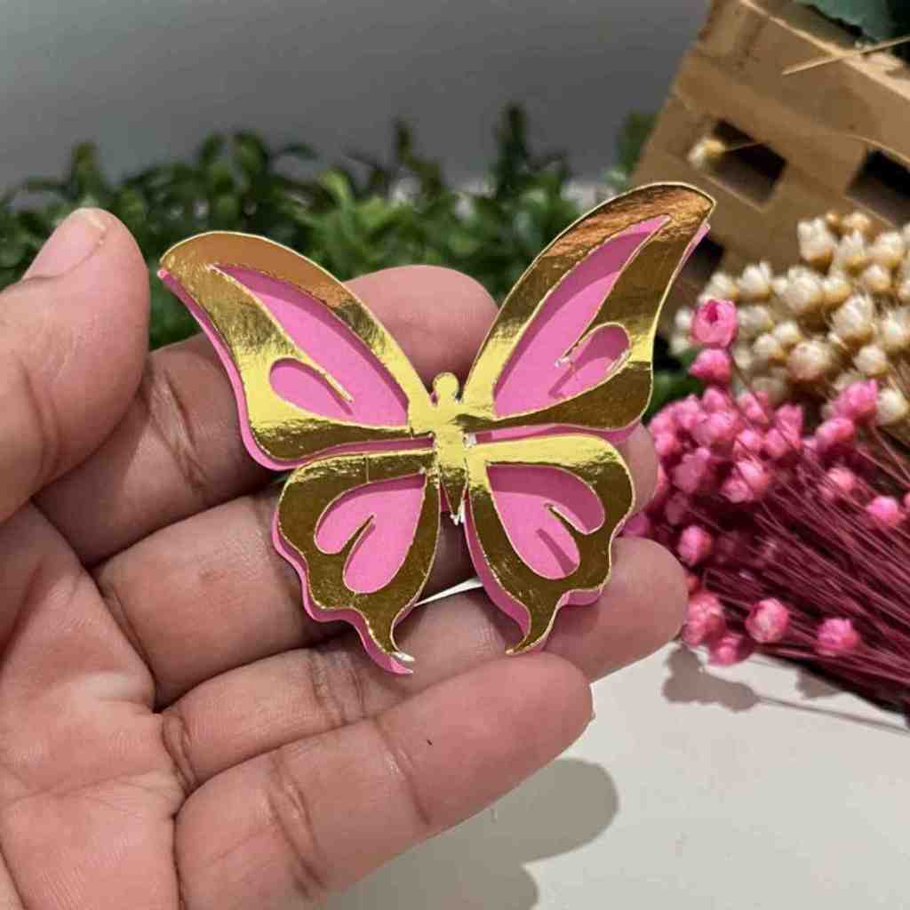 Borboleta Vazada Dourada - Jardim Encantado Aniversário chá enfeite | Lembrancinha & Aplique