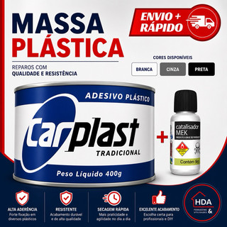 Massa Plastica Cinza Adesivo Plastico 400g Com Catalisador Funilaria Carro Multiuso - Carplast