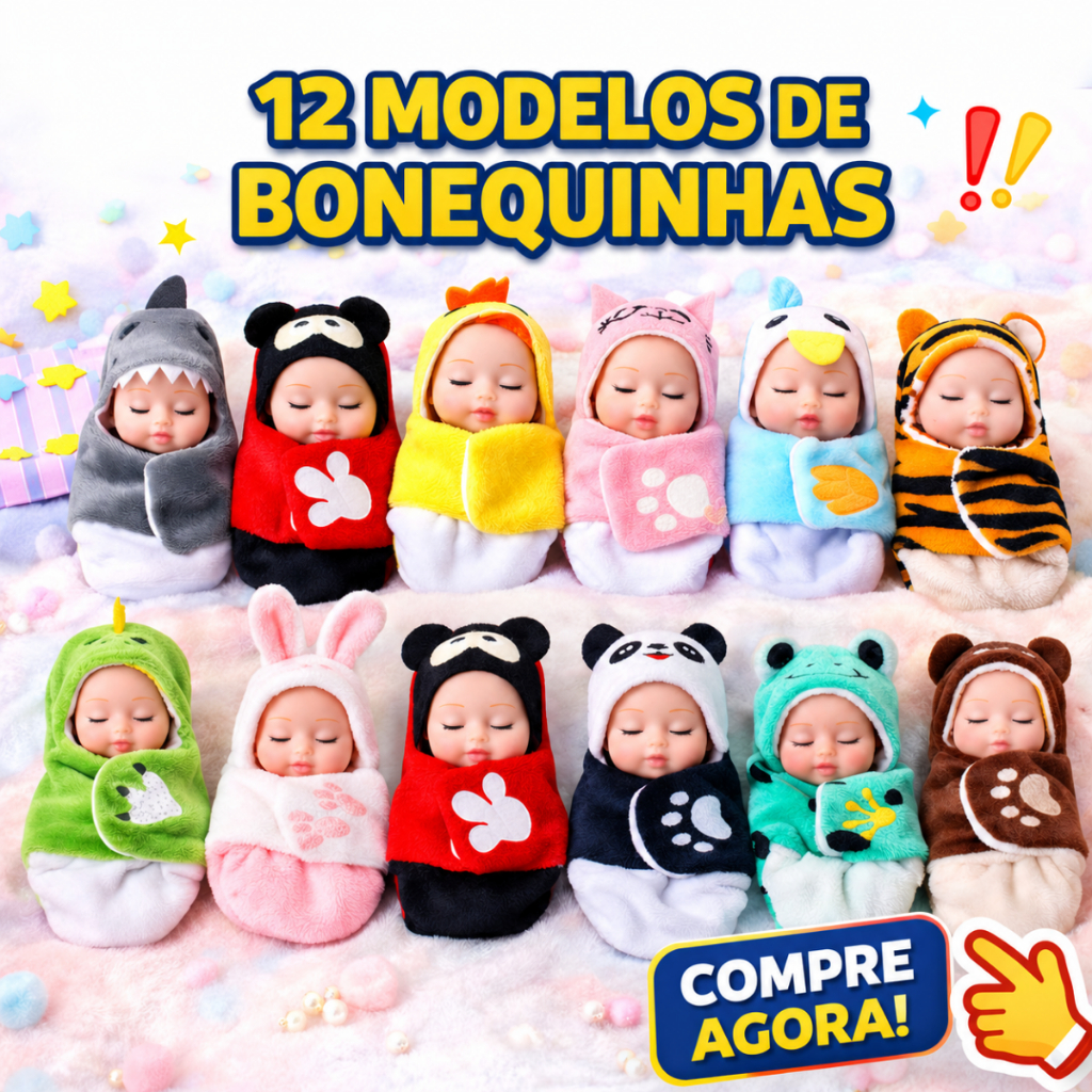 Bonecas Bebê Mini 12cm Dormindo com Olhos Fechados Brinquedo Infantil Menina