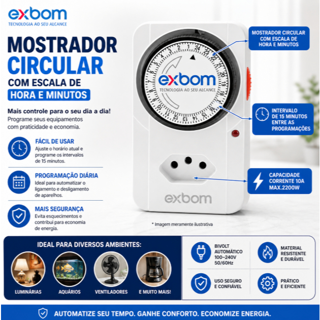 Timer Temporizador Analógico Mecânico Bivolt Automático 127/220v Kit  Exbom