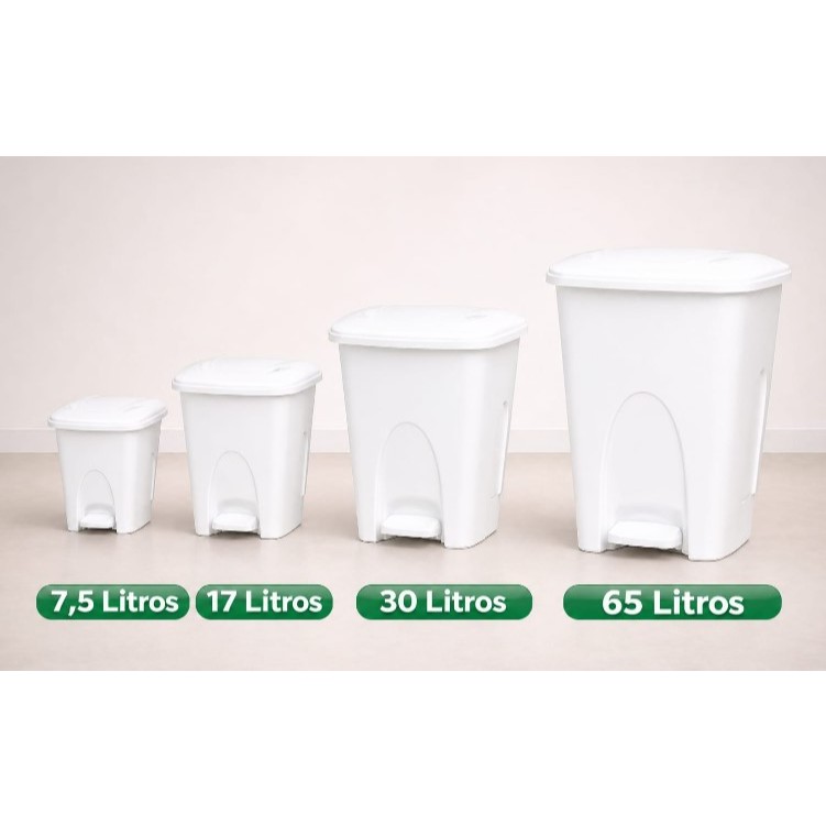 OFERTA Lixeira de Pedal Resistente Branca 7,5L / 17L / 30L / 65L Cozinha, Banheiro, Quintal! INJEPLASTEC
