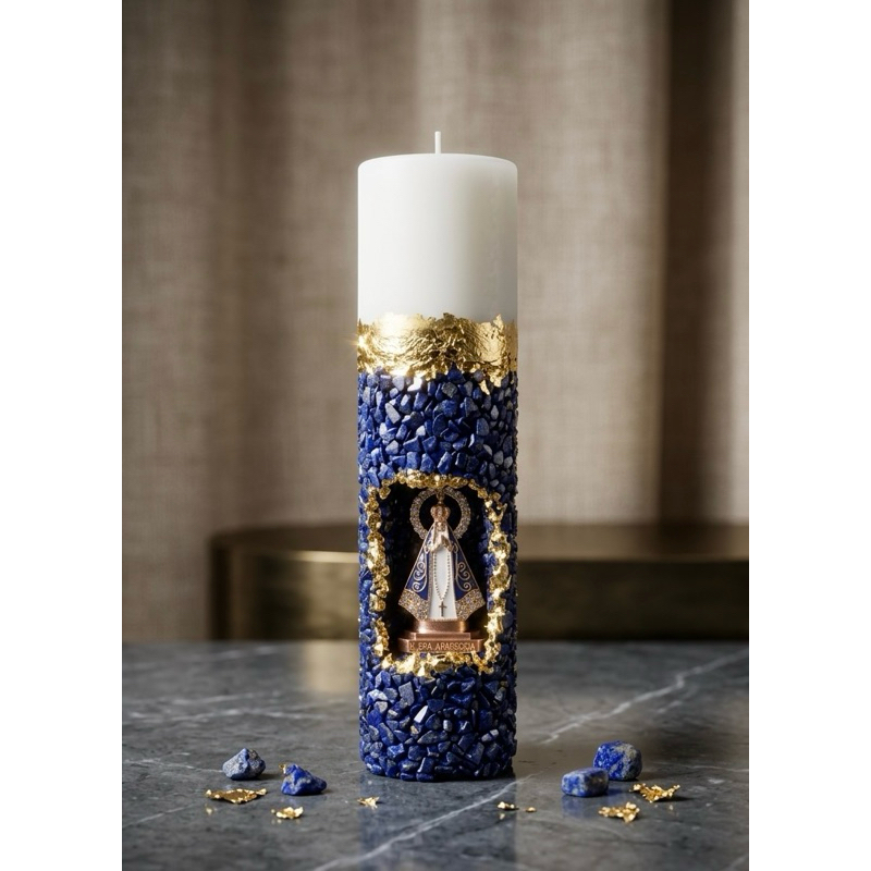 Vela Oratório Nossa Senhora Aparecida Artesanal | Vela Decorativa Religiosa | Presente Católico