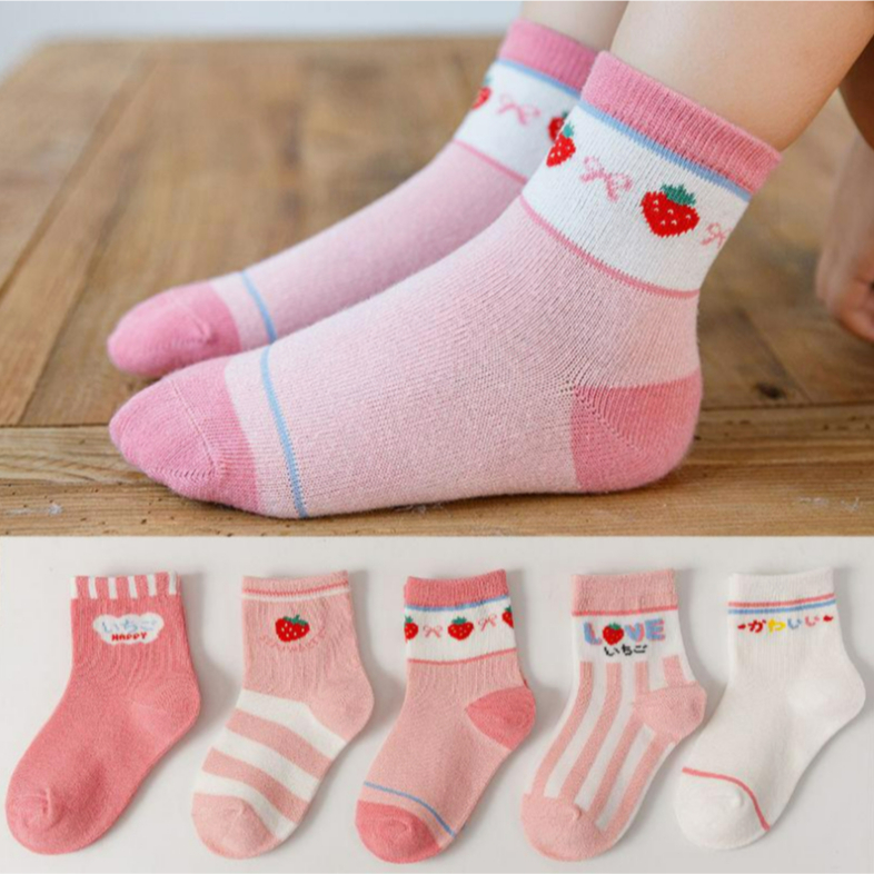 Kit Meia Infantil Feminina 3/6/9 Pares Menina Estampada Sortida Confortável Macia para Criança