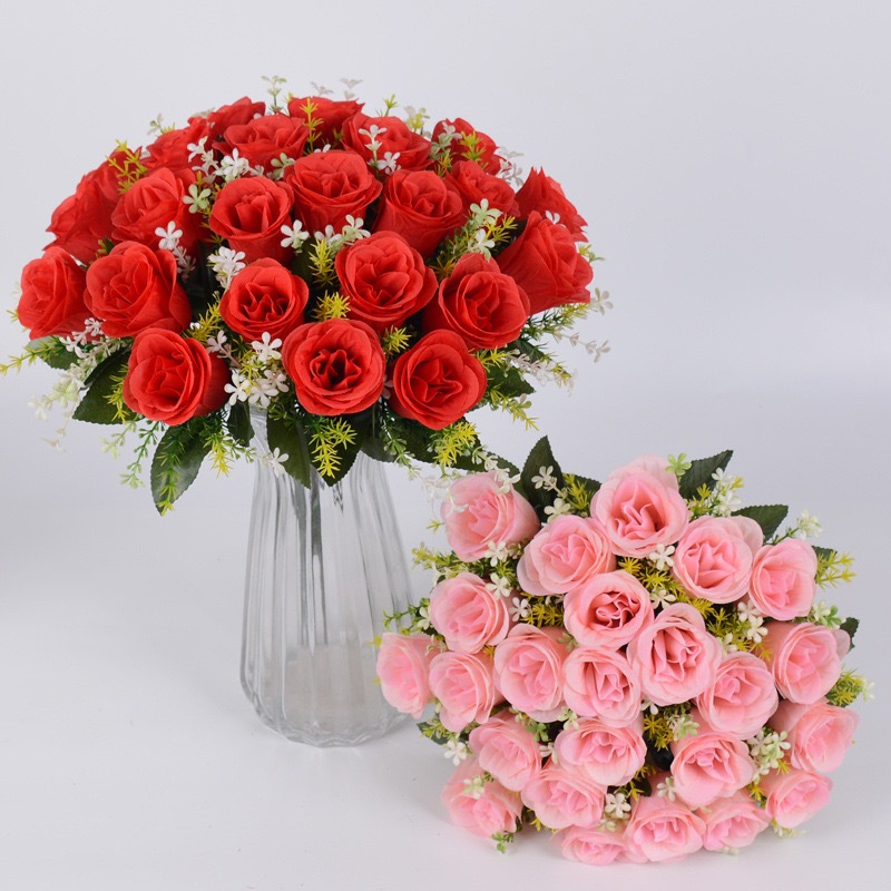 Kit ou Unidade de Buquê de Casamento, Buquê de Noiva, Cada Buquê de Rosas com Folhagem C/24 Flores