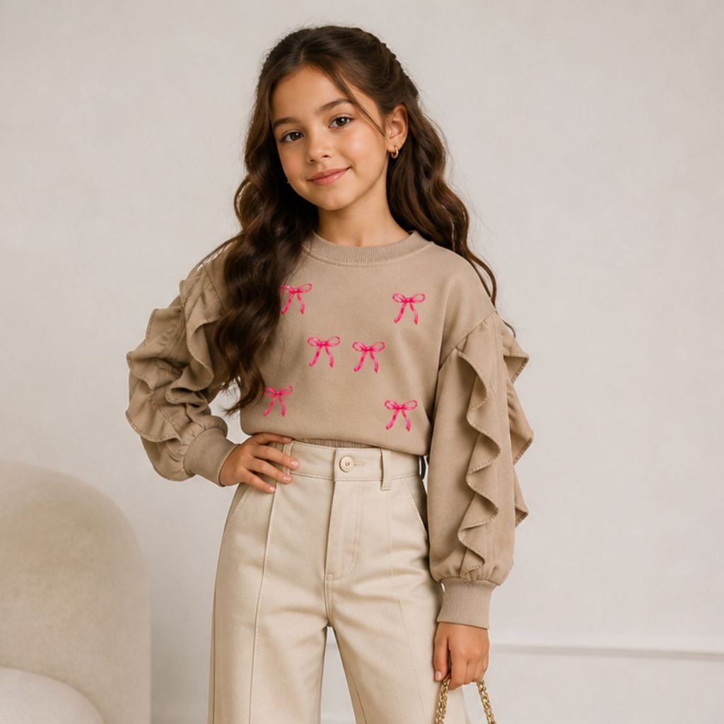 Cropped Infanto Juvenil Moletinho Inverno Babado Blusa De Frio Estilosa Menina Look Moderno Inverno
