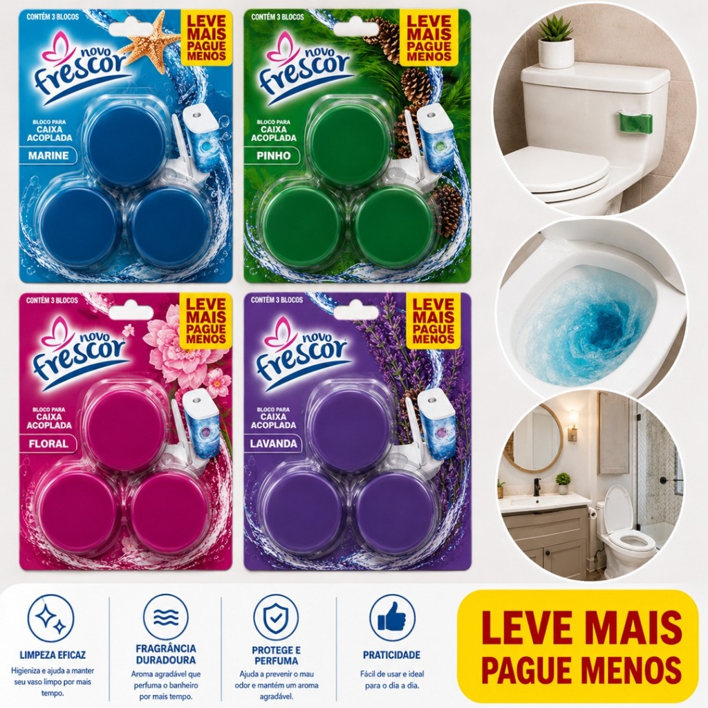 KIT C/09 ou 03 Bloco Para Caixa Acoplada Pedra Sanitária Pastilha Tablete - Limpeza Profunda - ENVIO FULL