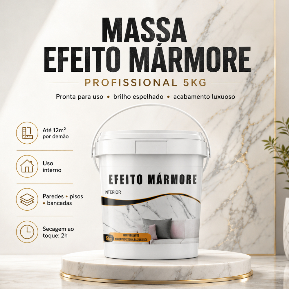 Massa Efeito Mármore Profissional 5kg Pronta Para Uso - Brilho Espelhado Luxo