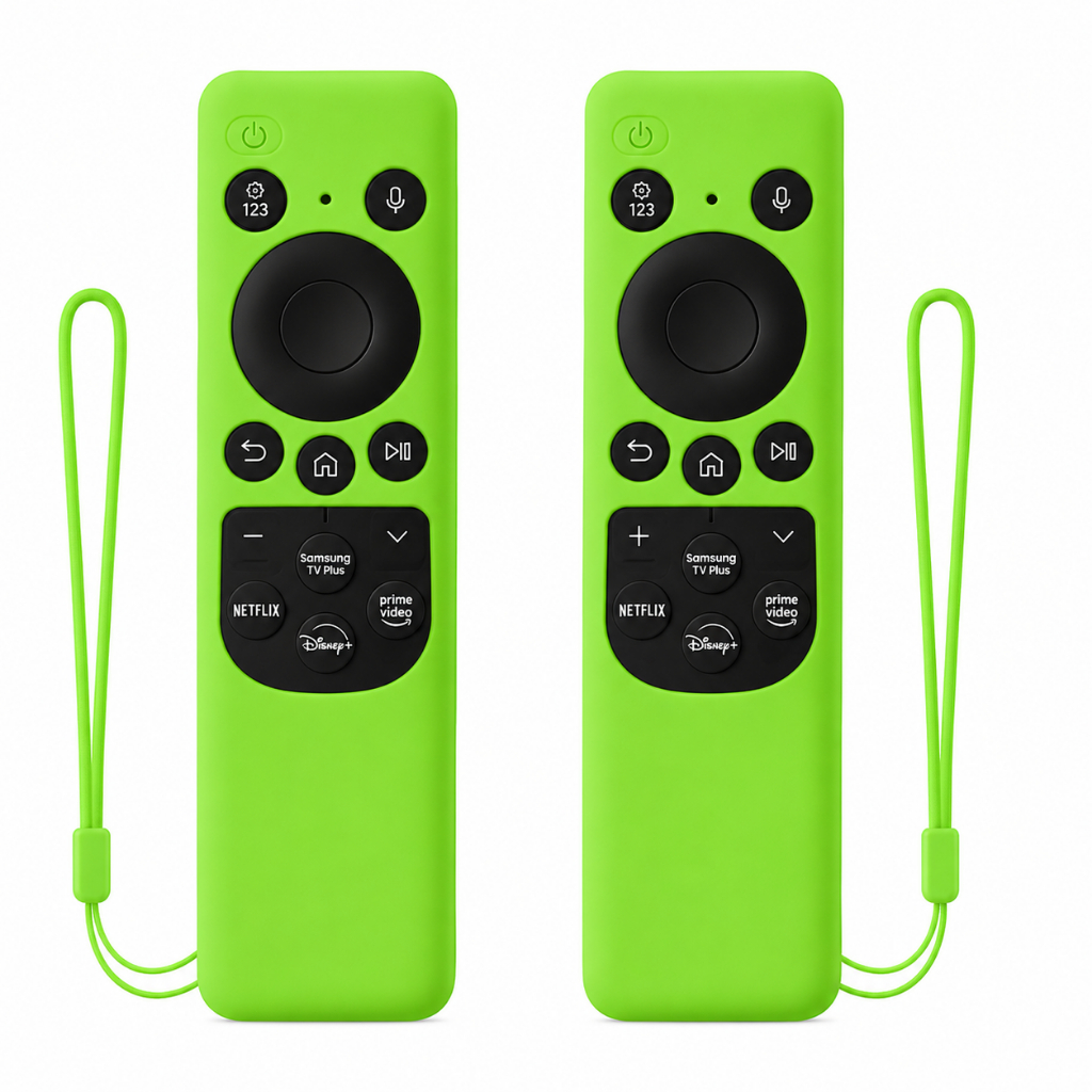 Kit 2 Peças – Capa Protetora de Silicone Verde Vibrante p/ Controle Remoto Smart TV Resistentes
