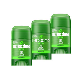 Kit Desodorante Antitranspirante Herbíssimo Invisible Gel Rush 45g (3 unidades)