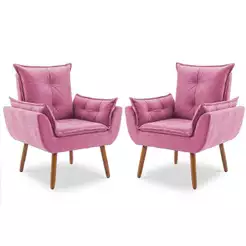 Kit 2 Poltrona Decorativa Opala - Poltrona Para Recepção - Poltrona Para Sala De Estar Luxo