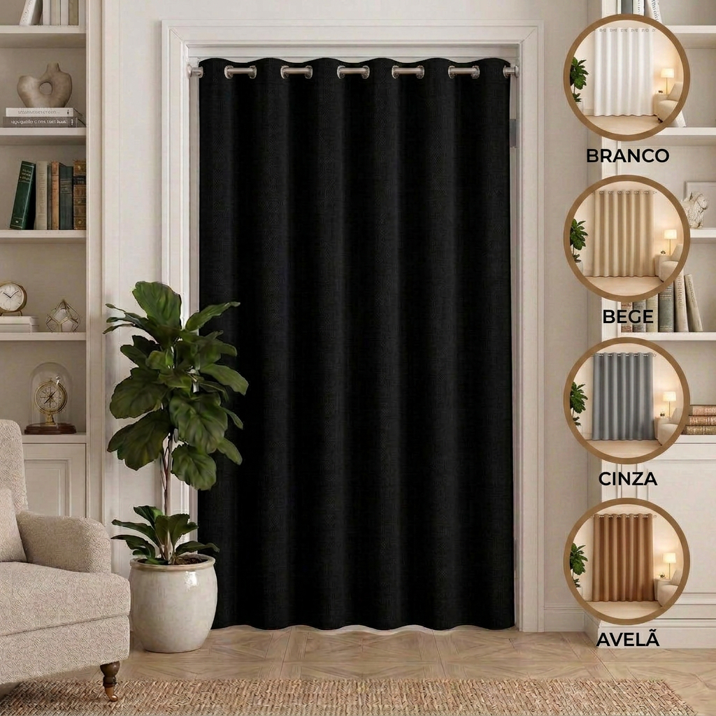Cortina de Porta Supreme 1,30 x 2,20m BLACKOUT / BLECAUT– Sala, Quarto, Cozinha ou Provador