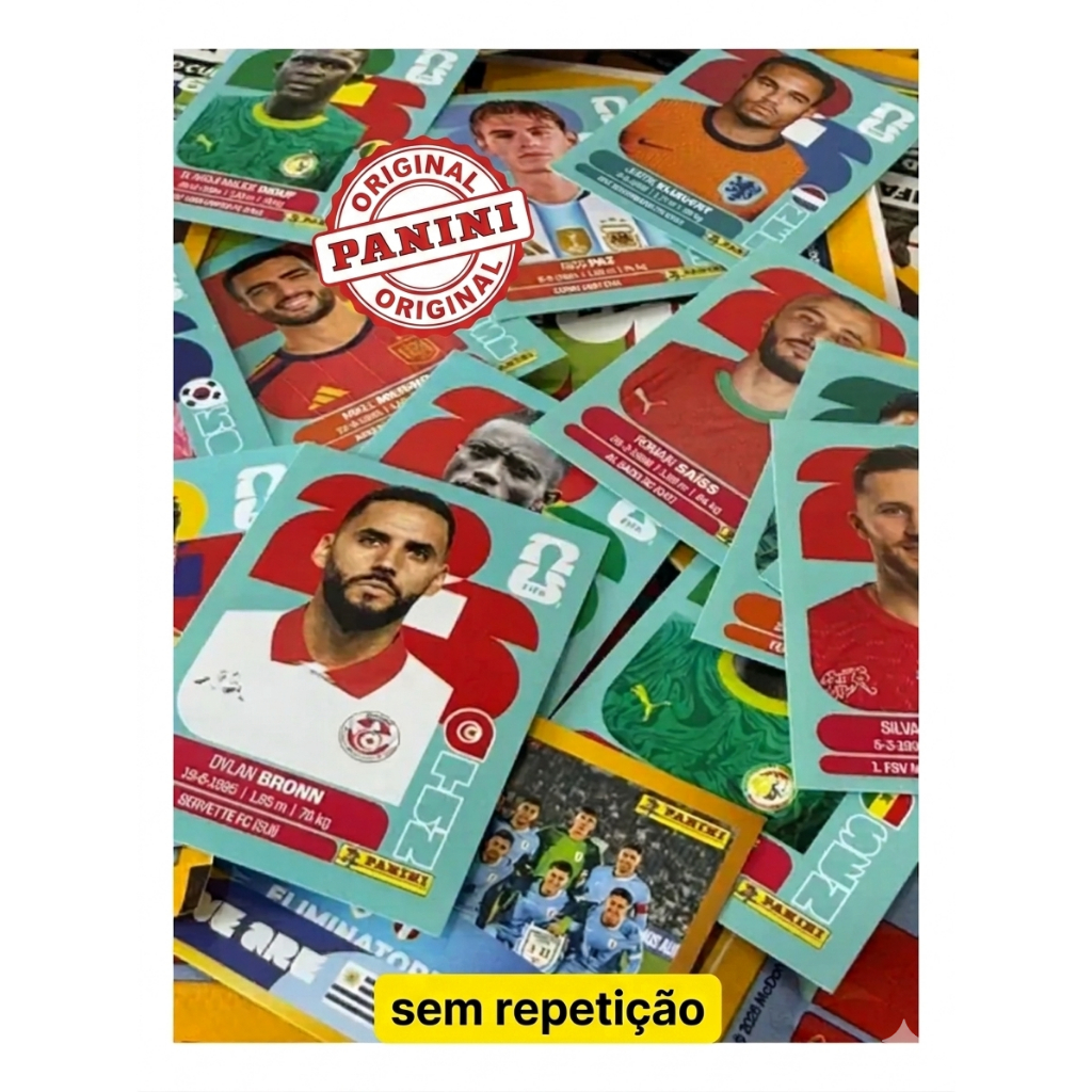 Kit Figurinhas Copa do Mundo 2026 SEM ESCOLHA E SEM REPETIÇÃO ORIGINAL PANINIOriginal