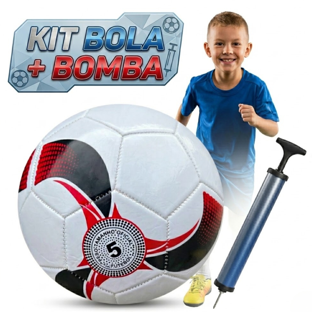 Kit Bola Futebol Campo Oficial N 5 Com Bomba Copa 2026 treino e Laser