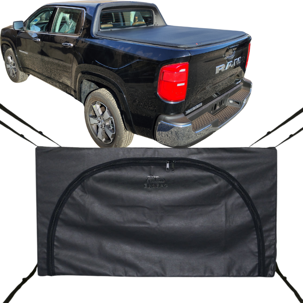 Bolsa Carroceria Caçamba Ecobag Flash Cover Nova Ram Rampage Protege Sua Carga 378L Com Ziper Preto