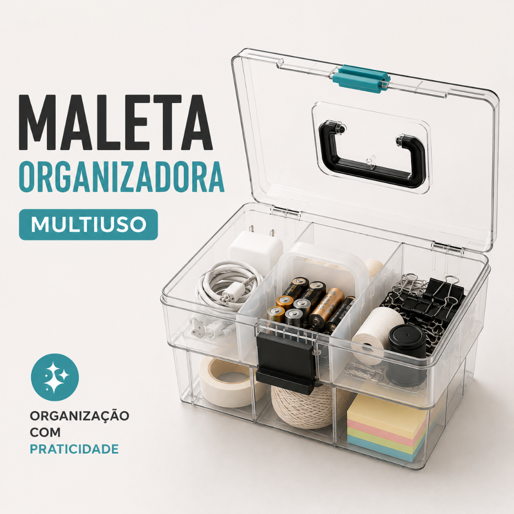 Maleta Organizadora Multiuso Maquiagem Esmaltes Joias Remédios Costura Odontologia