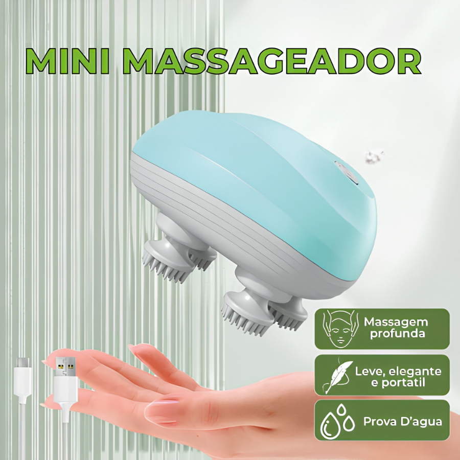 Mini Massageador Elétrico Portátil Recarregável USB a Prova Dágua Corporal e para Pet 3 Modos Facil de Usar DIY