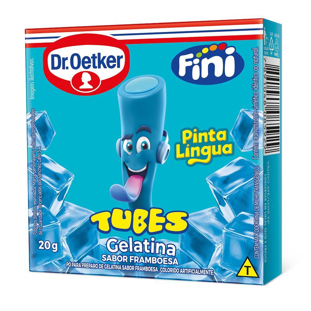 2 Gelatinas Fini Tubes Pinta Lingua Sabor Framboesa 20g Dr.Oetker