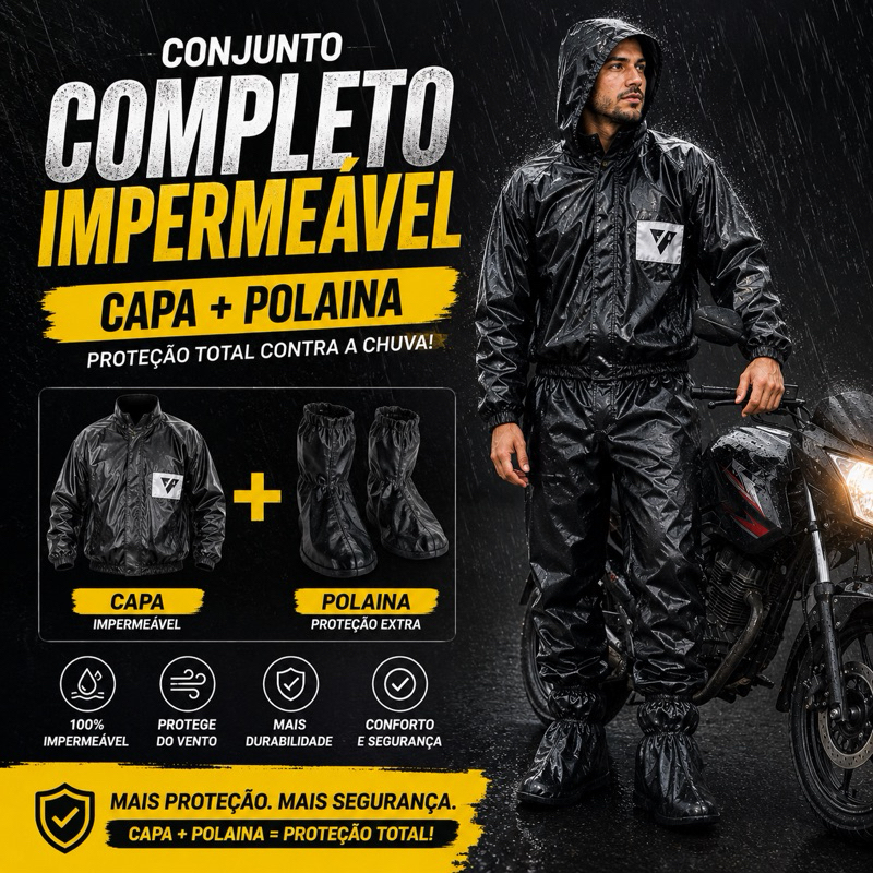 Conjunto Impermeavel+ Polaina Bota Galocha Chuva Pantaneiro