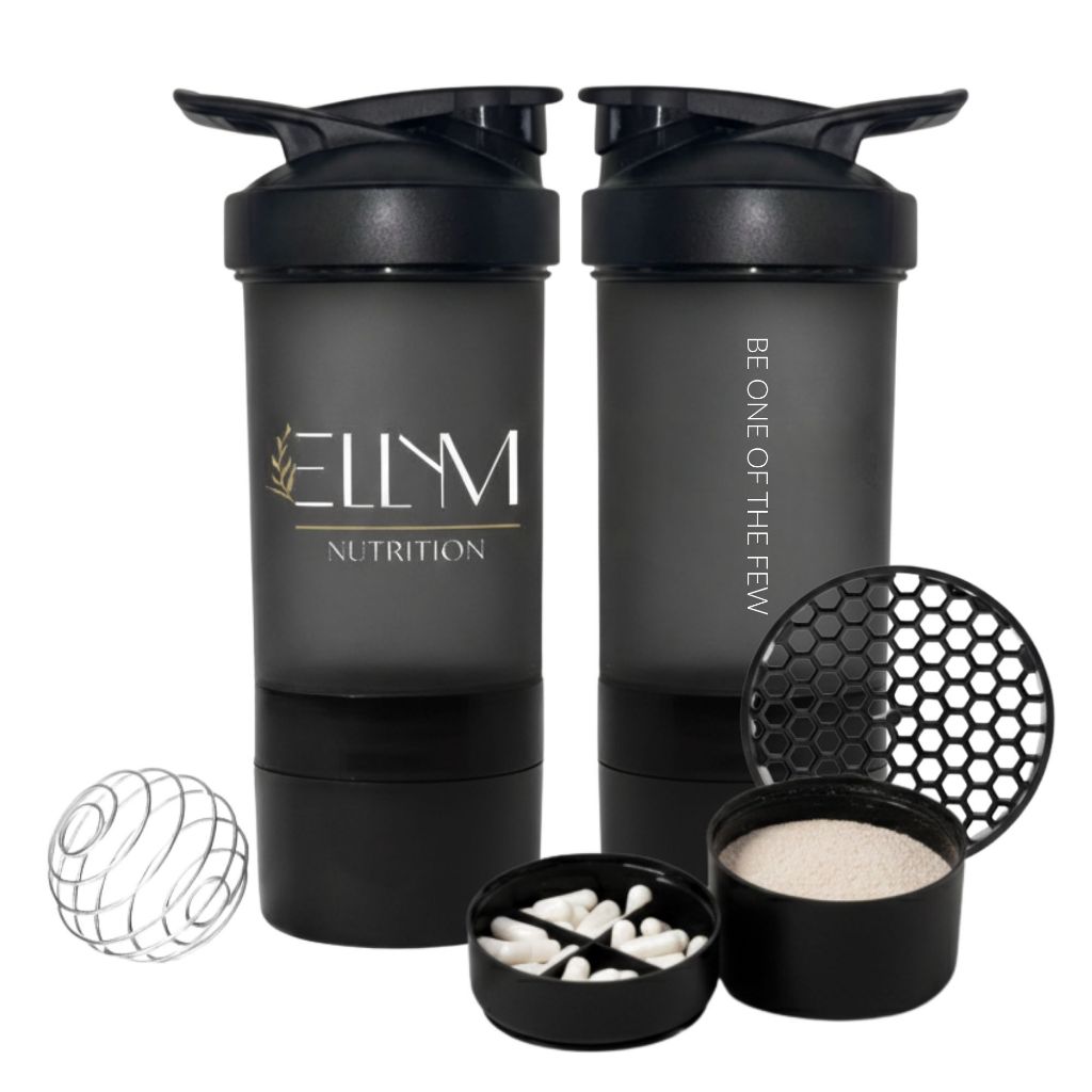 Coqueteleira Academia Shaker 500ml Garrafa com Esfera Misturadora e Compartimento Preta