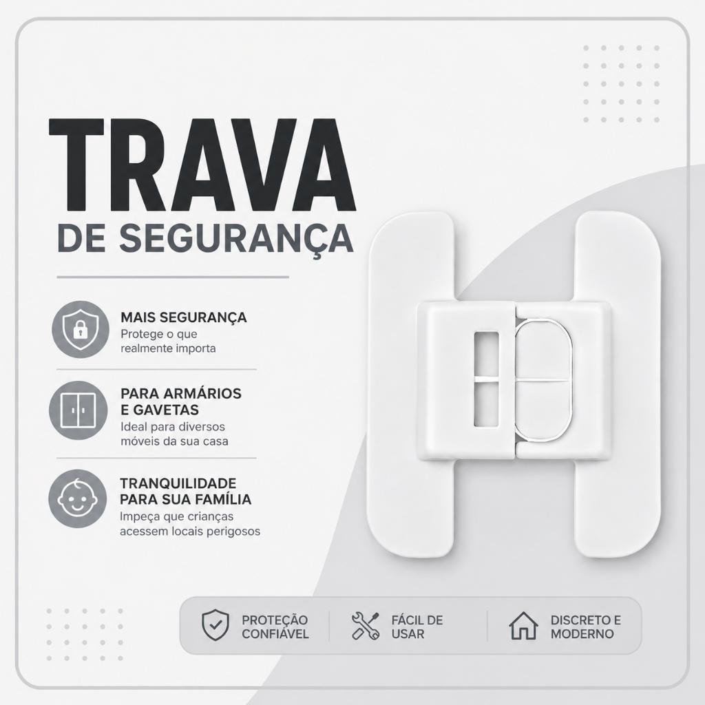 Trava de Segurança Geladeira Infantil Proteção para Bebê e Criança Fácil Instalação
