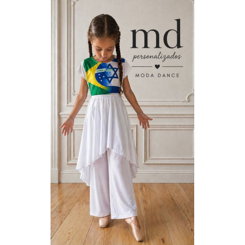 bata infantil e calça pantalona de dança