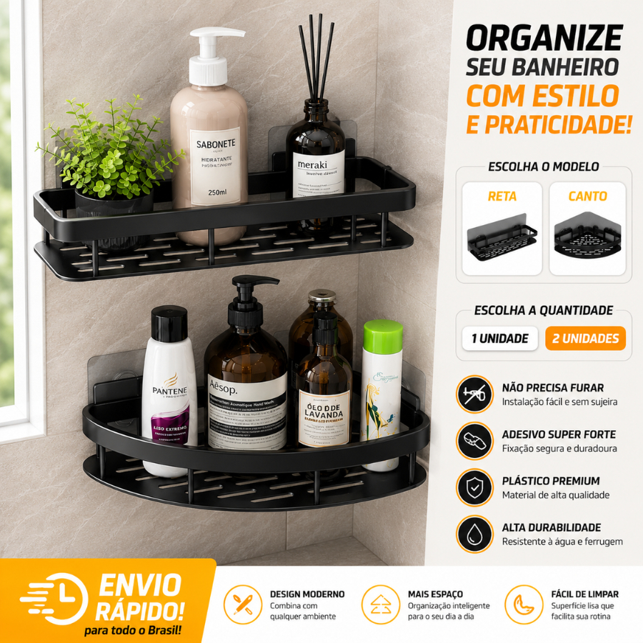 1/2 Pecas Suporte De Shampoo Organizador Prateleiras Banheiro Sem Furo Plástico Alta Qualidade