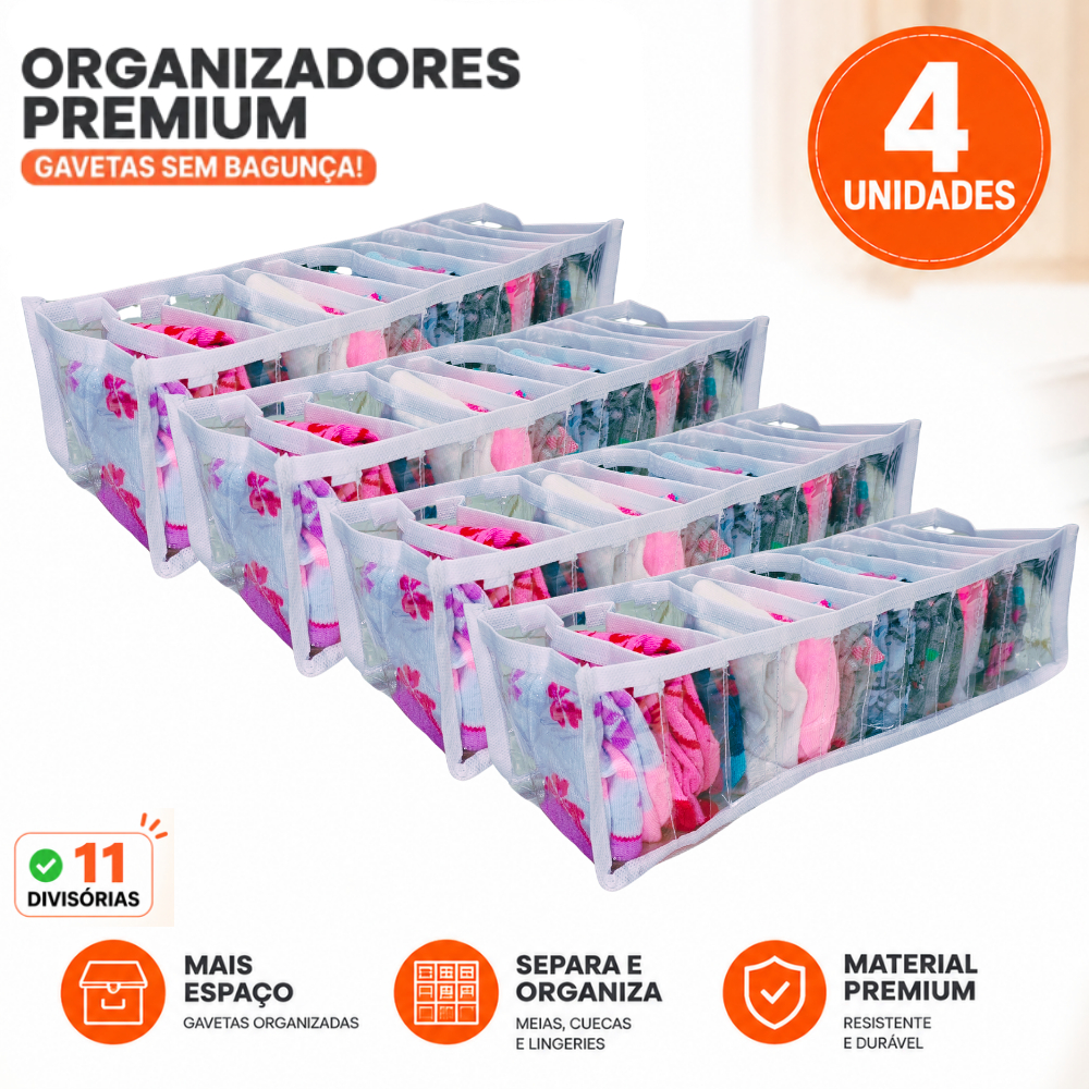 Kit 4 Colmeias Organizadoras P Transparente para Gavetas Organizador Guarda Roupa