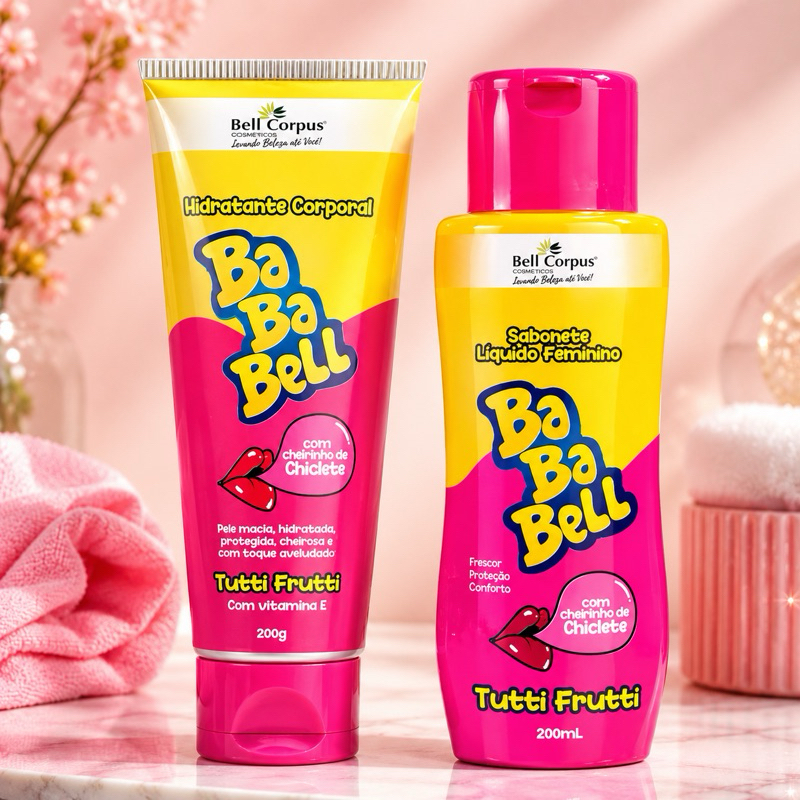 Kit Bababell Bell Corpus Tutti Frutti Hidratante Corporal 200g + Sabonete Líquido Feminino 200ml | Cheirinho de Chiclete