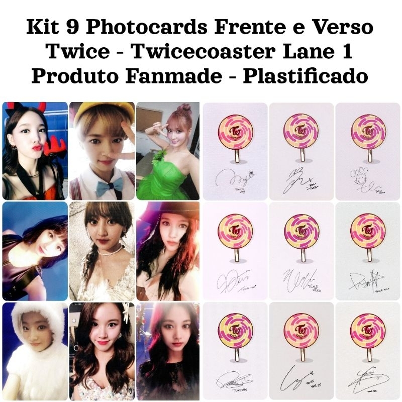 Kit 9 Photocards | Twice - Twicecoaster Lane 1 | Frente e Verso | Produto Fanmade | Plastificado