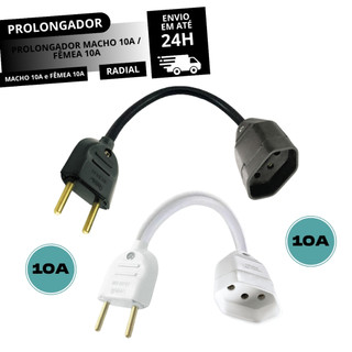 Cabo Cordão Prolongador Mini 25cm 10a/10a 2p/2p+t