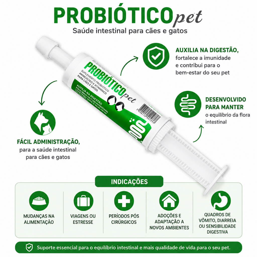 Kit 2 Avert Probiótico Pet 14g Para Cães e Gatos Suplemento Vitamínico Alimentar em Pasta Seringa — imagem 2 de 2