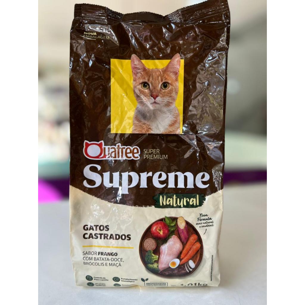 Ração Quatree supreme gatos castrados frango com batata doce1,0kg-NOVA EMBALAGEM